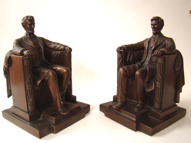 A wonderful pair of "Lincoln in the chair" bookends by Jennings Brothers circa 1925 — image 2